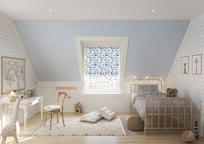 Dino Land, Blue Denim - Motorised Roman Blind - Image 8